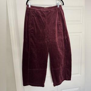 Anthropologie Maroon Corduroy Barrel Cropped Pants BRAND NEW